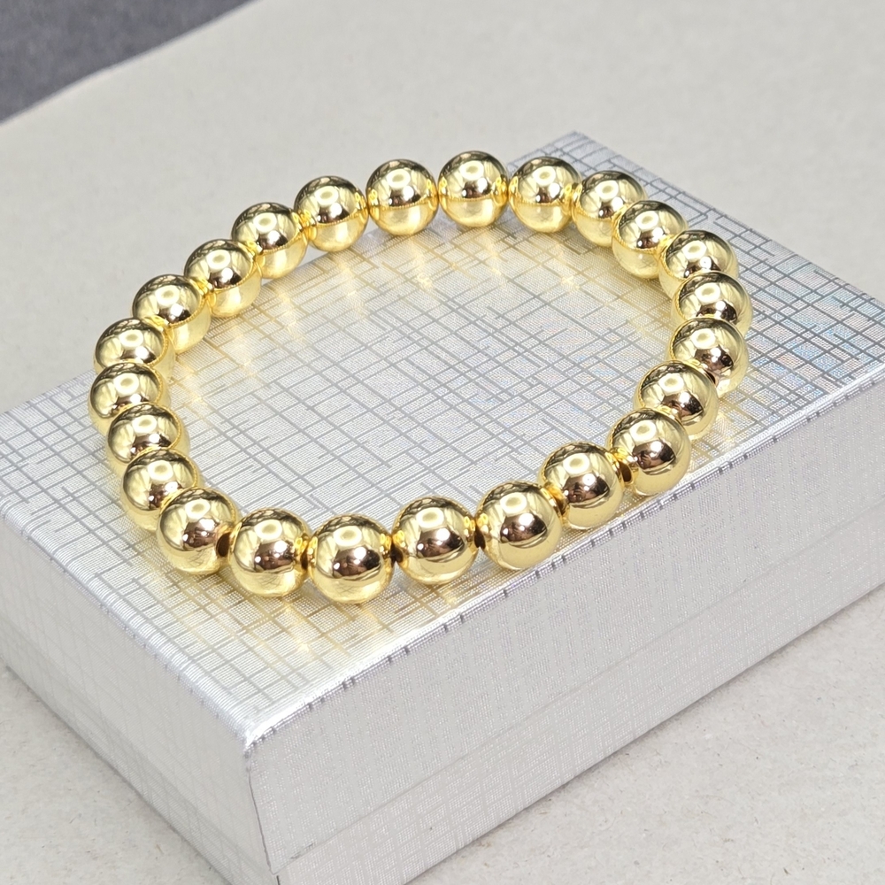 Gold Tone Stretchy Bead Bracelet